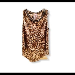 Tan and black leopard tank blouse